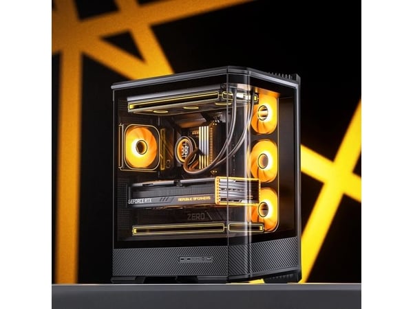 Jonsbo D400, Midi Tower, PC, Svart, Mini-ITX, Micro ATX, ATX, Stål, Akrylonitril-butadien-styren (ABS), Glass, Spilling