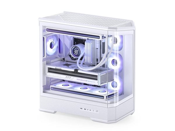 Jonsbo D400, Midi Tower, PC, Vit, Mini-ITX, micro ATX, ATX, Stål, Acrylonitrile Butadiene Styrene, Glas, Gaming
