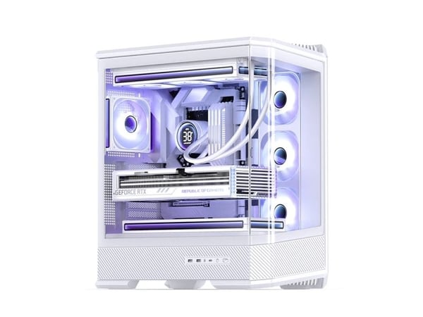 Jonsbo D400, Midi Tower, PC, Hvit, Mini-ITX, Micro ATX, ATX, Stål, Akrylonitril-butadien-styren (ABS), Glass, Spilling