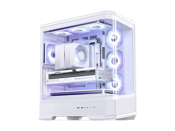 Jonsbo D400, Midi Tower, PC, Hvit, Mini-ITX, Micro ATX, ATX, Stål, Akrylonitril-butadien-styren (ABS), Glass, Spilling