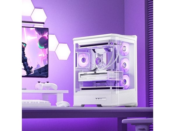 Jonsbo D400, Midi Tower, PC, Hvit, Mini-ITX, Micro ATX, ATX, Stål, Akrylonitril-butadien-styren (ABS), Glass, Spilling