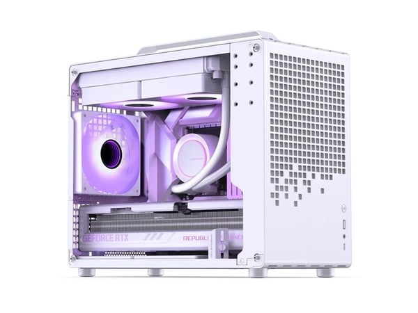 Jonsplus Z20 Mesh PC-koffert, Mini Tower, Micro-ATX, med bærehåndtak - hvit
