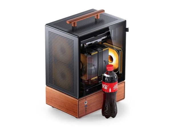 Jonsbo T7, Midi Tower, PC, Svart, Tre, ITX, Stål, Glass, Aluminium, Spilling