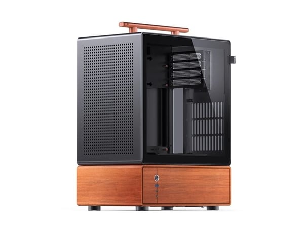 Jonsbo T7, Midi Tower, PC, Svart, Tre, ITX, Stål, Glass, Aluminium, Spilling