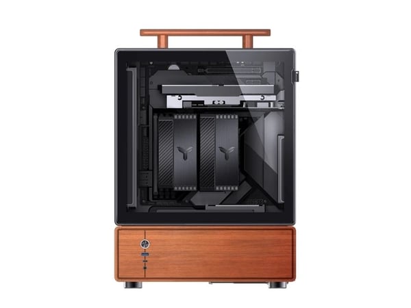 Jonsbo T7, Midi Tower, PC, Svart, Tre, ITX, Stål, Glass, Aluminium, Spilling