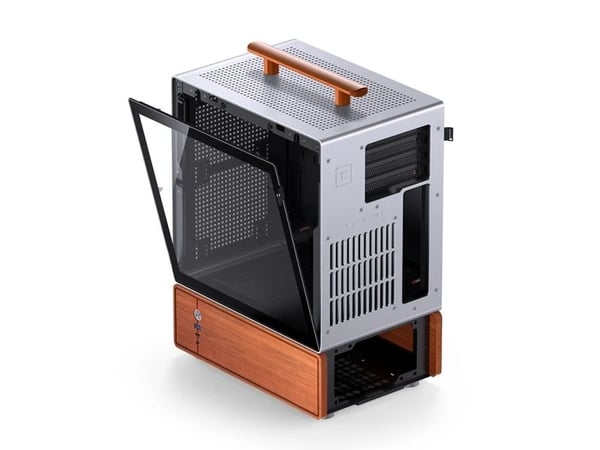 Jonsbo T7, Midi Tower, PC, Tre, Sølv, ITX, Stål, Glass, Aluminium, Spilling