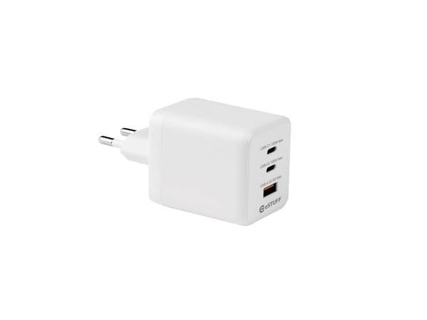 eSTUFF INFINITE - Strømadapter - 100% recycled plastic - 35 watt - 3 A - Apple Fast Charge, PD 3.0, QC 3.0 - 2 utgangskontakter (24 pin USB-C) - hvit