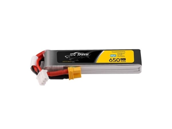 Tattu LiPo-batteri Tattu 2s 650mAh 95C 7.6V HV med XT30 Long-Pack