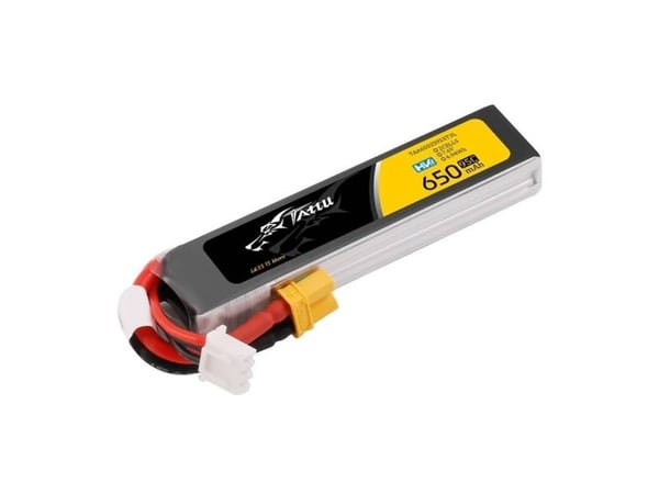 Tattu LiPo-batteri Tattu 2s 650mAh 95C 7.6V HV med XT30 Long-Pack