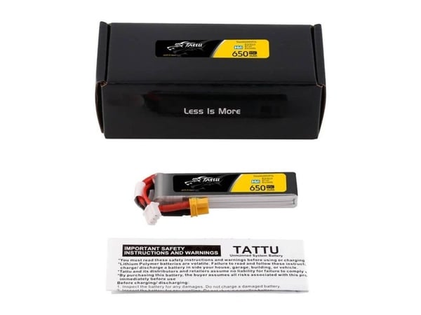 Tattu LiPo-batteri Tattu 2s 650mAh 95C 7.6V HV med XT30 Long-Pack