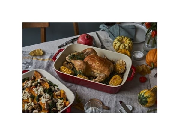 Staub Ceramic, Rektangulær, Keramisk, 300 °C, Rød, Hvit, 5,01 kg