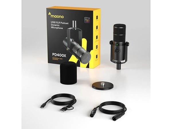 Maono PD400X, Podcast-mikrofon, -51 dB, 24 bit, 48 kHz, 42 dB, Koblet med ledninger (ikke trådløs)