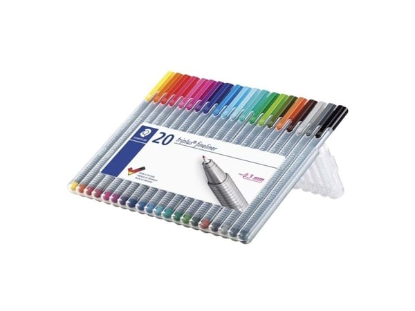 STAEDTLER® triplus® 334 Superfin 0.3 mm fineliner - etui med 20 stk. ass. farver