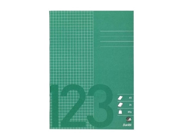 Regnehæfte Bantex, A5, kvadreret 5 x 5 mm, græsgrøn, 25 stk.