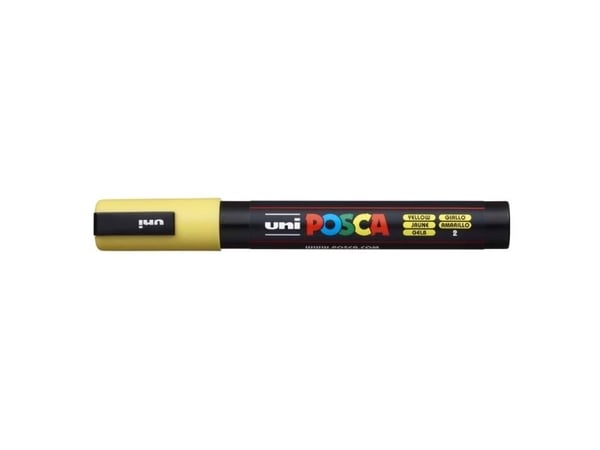 POSCA PC-5M, Gult, Flerfarget, 1 farger, Medium, Vann-basert blekk, Projektil spiss