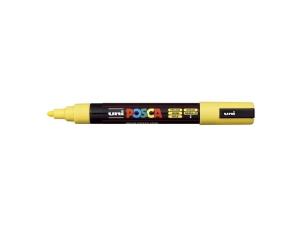 POSCA PC-5M, Gult, Flerfarget, 1 farger, Medium, Vann-basert blekk, Projektil spiss