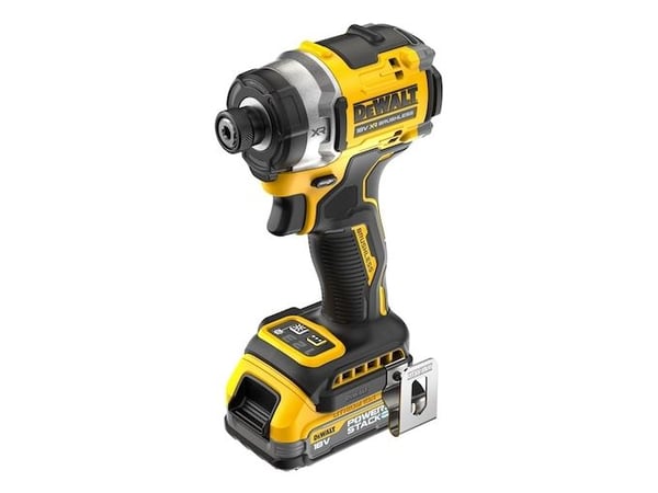DeWALT DCF860E2T-QW, Iskuruuvain, Pistoolikahva, 1/4", musta, Keltainen, Harjaton, 3800 RPM