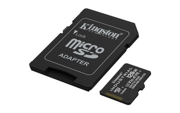 Kingston Industrial - Flashminnekort (SD-adapter inkludert) - 128 GB - A1 / Video Class V30 / UHS-I U3 / Class10 - microSDXC UHS-I