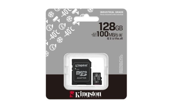 Kingston Industrial - Flashminnekort (SD-adapter inkludert) - 128 GB - A1 / Video Class V30 / UHS-I U3 / Class10 - microSDXC UHS-I