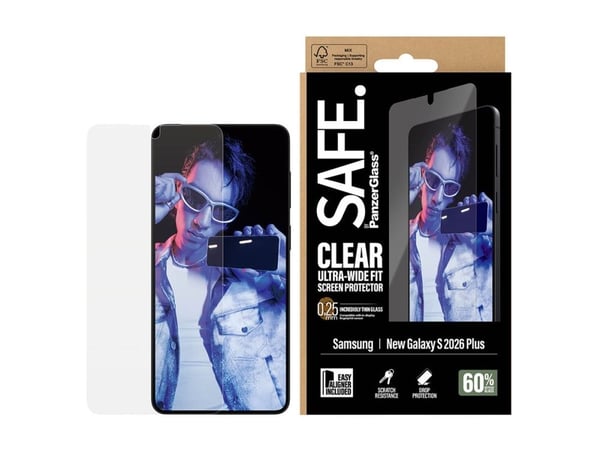 SAFE. by PanzerGlass - Skjermbeskyttelse for mobiltelefon - ultravid passform m. EasyAligner - glass - blank - for Samsung Galaxy S26+