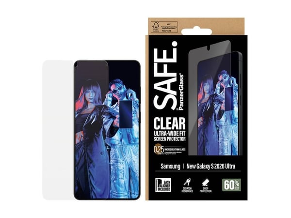 SAFE. by PanzerGlass - Skjermbeskyttelse for mobiltelefon - ultravid passform m. EasyAligner - glass - blank - for Samsung Galaxy S26 Ultra