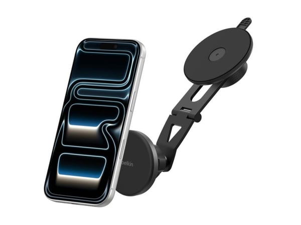 Belkin BoostCharge - Trådløs ladeholder for bil - magnetisk - (wireless car charger, bilstrømadapter) + bilstrømadapter - 15 watt