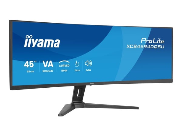 iiyama ProLite XCB4594DQSU-B1 - LED-skjerm - kurvet - 45" (44.5" synlig) - 5120 x 1440 Dual Quad HD @ 75 Hz - VA - 450 cd/m² - 3000:1 - 2 ms - 2xHD...