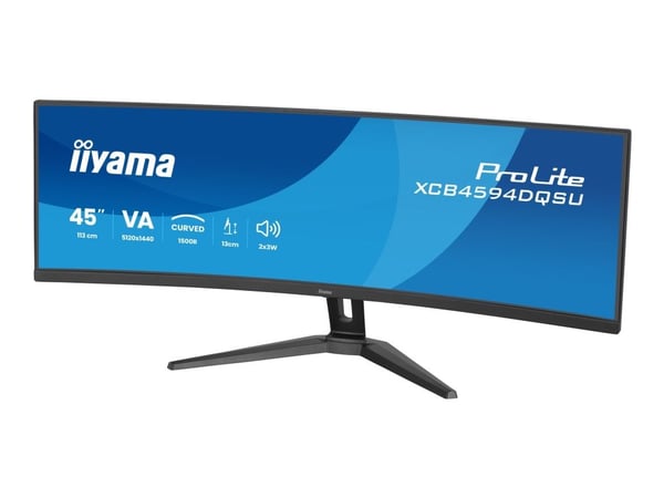 iiyama ProLite XCB4594DQSU-B1 - LED-skjerm - kurvet - 45" (44.5" synlig) - 5120 x 1440 Dual Quad HD @ 75 Hz - VA - 450 cd/m² - 3000:1 - 2 ms - 2xHD...