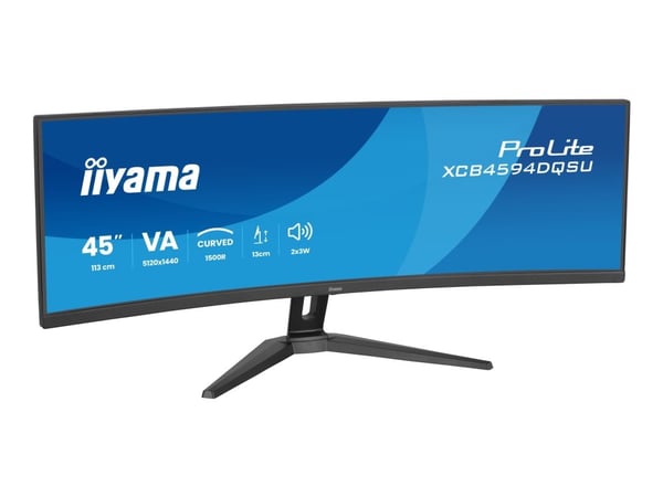 iiyama ProLite XCB4594DQSU-B1 - LED-skjerm - kurvet - 45" (44.5" synlig) - 5120 x 1440 Dual Quad HD @ 75 Hz - VA - 450 cd/m² - 3000:1 - 2 ms - 2xHD...