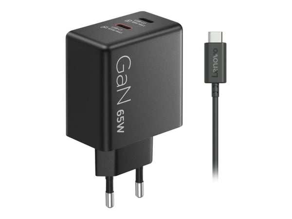 Lenovo Dual USB-C 65W GaN-lader | USB-C | 65 W | Lader