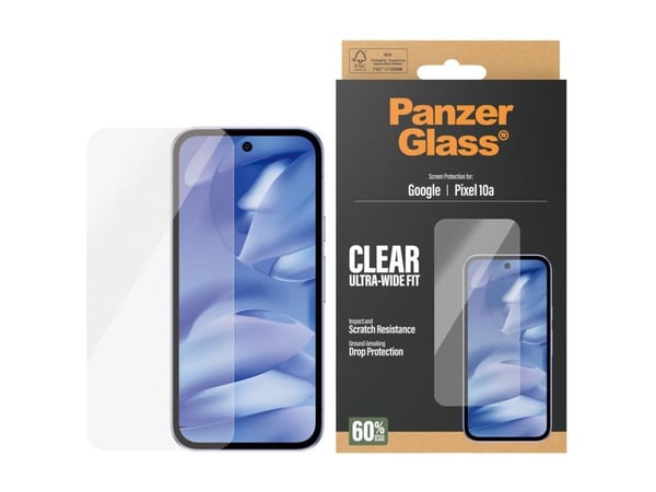 PanzerGlass - Skjermbeskyttelse for mobiltelefon - ultrabred passform - glass - blank - for Google Pixel 10a