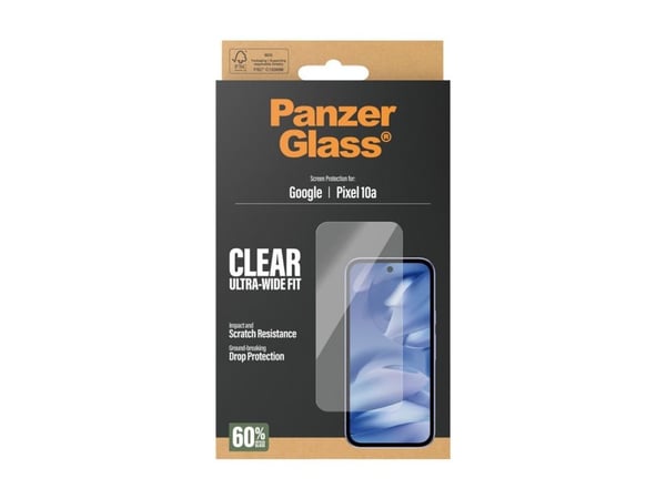 PanzerGlass - Skjermbeskyttelse for mobiltelefon - ultrabred passform - glass - blank - for Google Pixel 10a