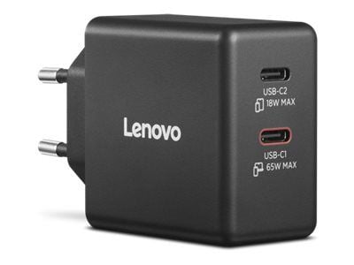 Lenovo Dual USB-C 65W GaN-lader | USB-C | 65 W | Lader