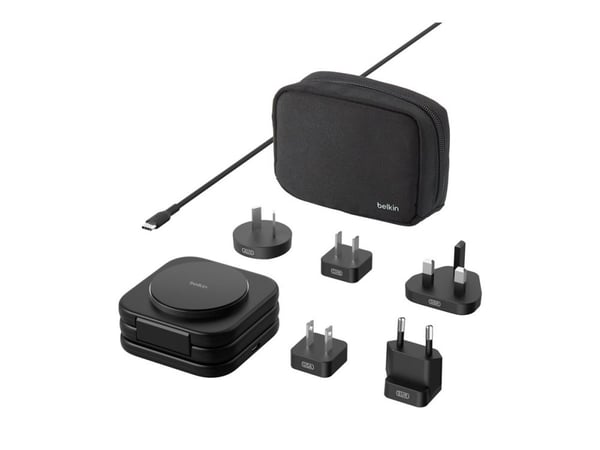 Belkin BoostCharge Pro 3-in-1 - Trådløs ladepute - magnetisk med Qi2 + AC-strømadapter - 15 watt - 3 A