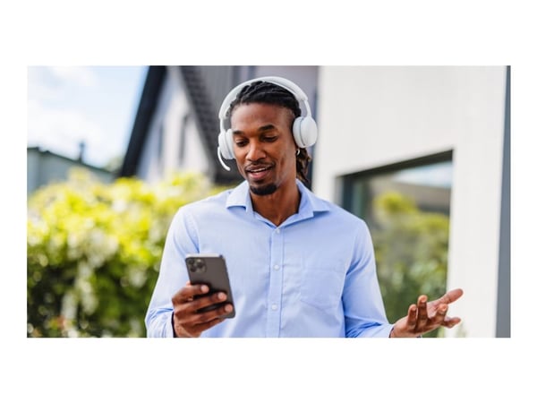 Logitech Zone Wireless 2 ES - Hodesett - on-ear - Bluetooth - trådløs, kablet - aktiv støydemping - USB-C - elfenbenshvit