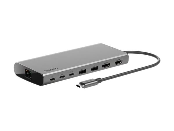 Belkin CONNECT 8-in-1 Dual Display Core Hub - Dokkingstasjon - USB-C - 2 x HDMI - 1GbE