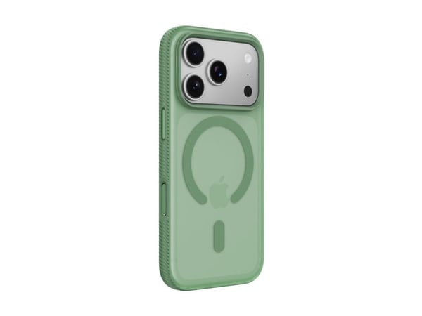 Belkin SheerForce Grip Series - Baksidedeksel for mobiltelefon - MagSafe-samsvar - laget av resirkulerte materialer - pistasiegrønn - for Apple iPh...
