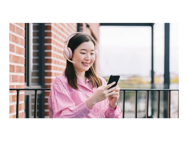 Logitech Zone Wireless 2 ES - Hodesett - on-ear - Bluetooth - trådløs, kablet - aktiv støydemping - USB-C - rosa - Certified for Microsoft Teams