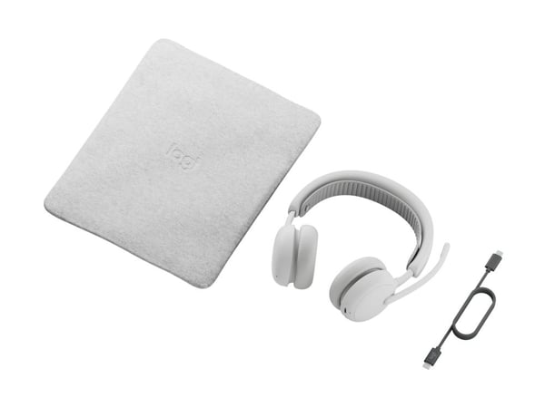 Logitech Zone Wireless 2 ES - Hodesett - on-ear - Bluetooth - trådløs, kablet - aktiv støydemping - USB-C - elfenbenshvit