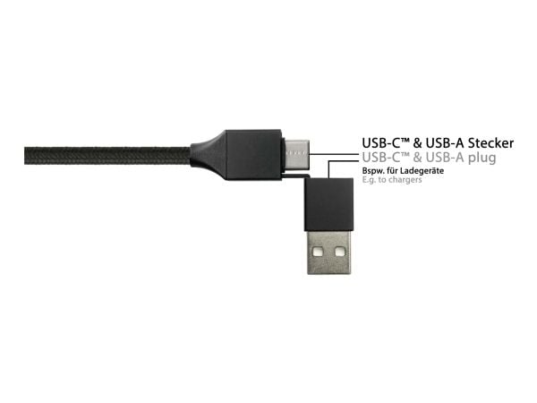 PYTHON 1.20m USB 6-in-1 latauskaapeli USB-A ja USB-C Micro B:hen - Digitaalinen/Data - 1.2m (PY-USB001S)