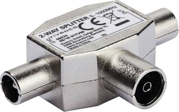 Vivanco VVANSHILD2M1F, Hunkjønn, Hankjønn, 90°, 5 - 1000 MHz, Hvit, 1 stykker