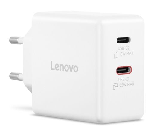 Lenovo Dual USB-C 65W GaN-lader | USB-C | 65 W | Lader