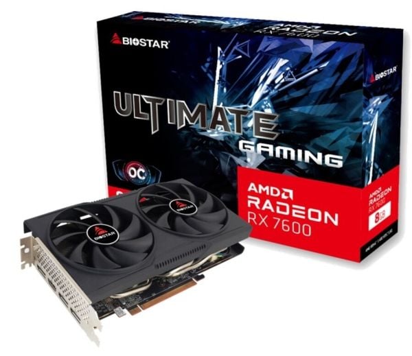 Biostar Radeon RX7600 OC, Radeon RX 7600, 8 GB, GDDR6, 128 Bit, PCI Express 4.0, 2 vifte(r)