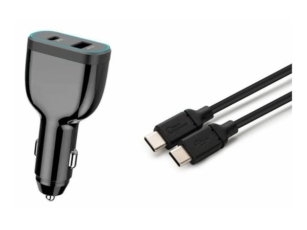 CoreParts - Bilstrømadapter - 78 watt - 4 A - QC 3.0, PD (USB-type A, USB-C) - på kabel: USB-C - svart