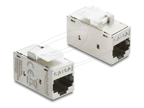 DeLOCK 90989, Tasainen, Hopea, Valkoinen, RJ-45, RJ-45, Naaras, Naaras