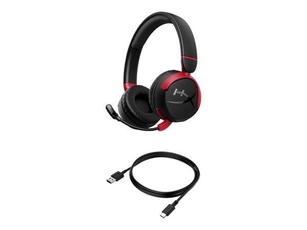 HyperX Cloud Mini - Hodesett - on-ear - Bluetooth - trådløs, kablet - aktiv støydemping - 3,5 mm jakk - svart