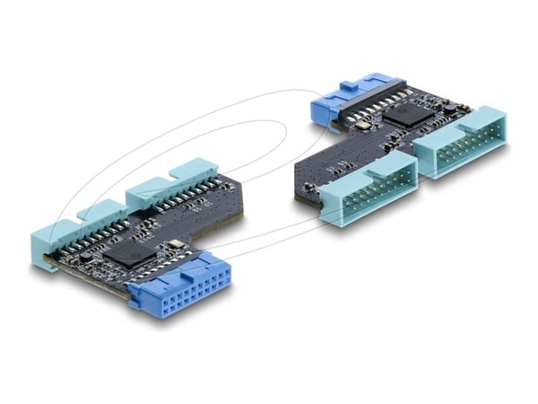 Delock USB 5 Gbps -keskitin 20-nastainen naarasliitin 2 x USB 5 Gbps 20-nastaiseen urosliittimeen