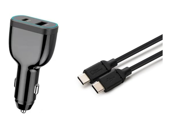 CoreParts - Strömadapter för bil - 78 Watt - 4 A - QC 3.0, PD (USB typ A, USB-C) - på kabel: USB-C - svart