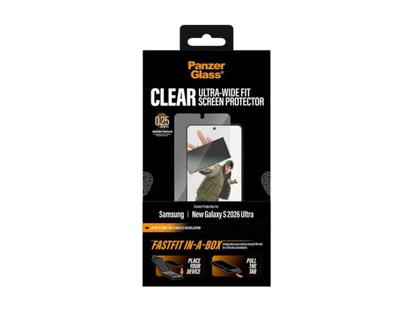 PanzerGlass ® Skjermbeskytter Samsung New Galaxy S 2026 Ultra | Ultra-Wide Fit m. FASTFIT IN-A-BOX, Samsung, Samsung - New Galaxy S2026 Ultra, tørr...