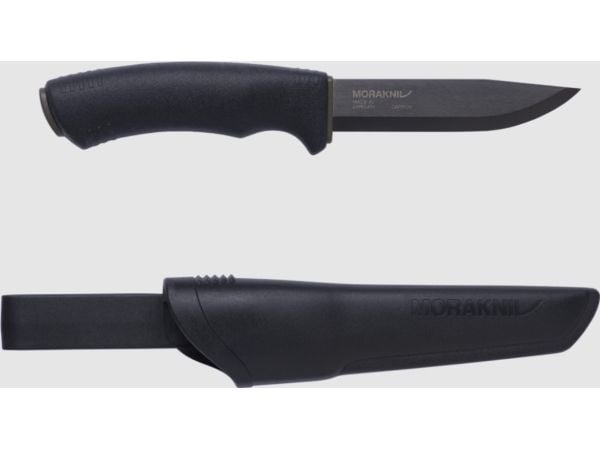 Morakniv Bushcraft, Yksi, Metsästyspuukko, Hiiliteräs, Kestomuovinen elastomeeri, Musta, Jäykkä